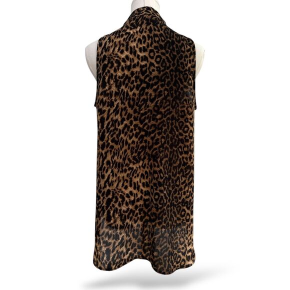 Vince Camuto Slvless Chiffon V-Neck‎ Leopard Print Wm High-Lo Blouse Sz Sm EUC - Picture 4 of 8